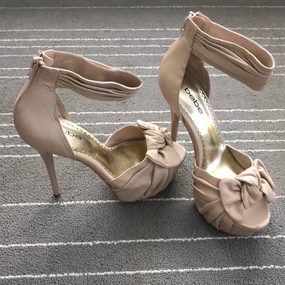 Bebe Bow platform Heels in Nude 👡 size 8 - Picture 2 of 5